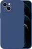 A blue iPhone case is shown from the back, with the phone's camera array visible. Produktbild-Vorschau