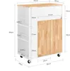 Maßzeichnung des SoBuy Küchenwagens FKW132-WN: 90x70x68 cm mit Rollen und Holzelementen Produktbild-Vorschau