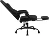 A black gaming chair with an extended footrest is shown in profile against a white background. Produktbild-Vorschau