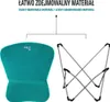 A camping chair fabric and its metal frame are shown separately, with text indicating it's made of easily removable material. Náhľad obrázku produktu