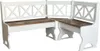 A white corner bench with a wooden seat, shown from a slight angle against a white background. Anteprima dell’immagine prodotto