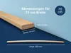 A wooden slat with dimensions indicated, and a second slat shown from above with its length indicated. Produktbild-Vorschau