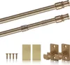 A set of extendable curtain rods and mounting hardware, including screws and brackets, laid out on a white background. Anteprima dell’immagine prodotto