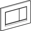 A line drawing of a toilet flush plate with two buttons. Náhľad obrázku produktu