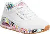 A white sneaker with a colorful graffiti-like design on the sole and inner lining. Anteprima dell’immagine prodotto
