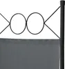 A close-up view of the top section of a dark gray room divider, showing decorative metal circles and a black pole. Anteprima dell’immagine prodotto