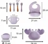Set di 9 pezzi di utensili in silicone per bambini viola Anteprima dell’immagine prodotto 16