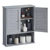 A gray bathroom wall cabinet with two doors and three shelves. Náhled obrázku produktu