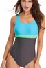 Damen 1 Stück Badeanzug Sport lebendige Farbe Blockieren Produktbild-Vorschau 7