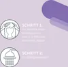 Instructions for using a hair product, showing two steps with accompanying icons and text. Produktbild-Vorschau