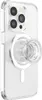 A clear iPhone case with a PopGrip attached, shown from the back. Produktbild-Vorschau