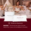 A family is having a pillow fight in bed, with pillows in the foreground. Podgląd zdjęcia produktu