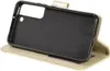 A gold flip case for a smartphone, shown open with the phone slot visible. Produktbild-Vorschau