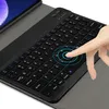A close-up of a black keyboard case for a tablet, with a finger interacting with the touchpad. Náhľad obrázku produktu