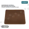 A brown cat litter mat with a honeycomb pattern is shown against a white background, with paw print graphics and text overlays. Produktbild-Vorschau