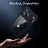 A hand is holding an iPhone case with a phone inside, against a dark background. Produktbild-Vorschau