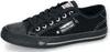 A studio shot of a single black sneaker. Produktbild-Vorschau