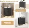 Collage showing a black three-drawer nightstand in different settings, including next to a bed and as a side table. Anteprima dell’immagine prodotto