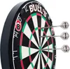 A close-up, angled view of a dartboard with three darts in it. Produktbild-Vorschau