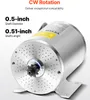 A close-up of an electric motor with text overlays highlighting its features. Produktbild-Vorschau