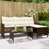 Gartensofa in L-Form mit Tisch und Kissen Braun Poly Rattan Produktbild-Vorschau 1