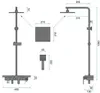 Technical drawing of a shower set with dimensions. Podgląd zdjęcia produktu