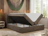 A bedroom scene with a bed that has its storage compartment open, revealing the mattress and storage space. Produktbild-Vorschau