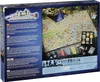 The back of a board game box showing the game board and components, along with descriptive text in multiple languages. Produktbild-Vorschau