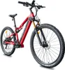 A red electric mountain bike is shown against a white background. Produktbild-Vorschau