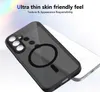 A black translucent phone case with a magnetic ring is shown on a white surface, with a blurred background. Náhled obrázku produktu