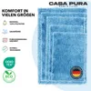 A stack of blue bath mats with various product features listed on the left side. Anteprima dell’immagine prodotto