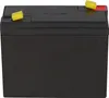 A black battery with yellow and red terminal covers. Produktbild-Vorschau