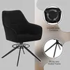 A black swivel chair with details about its features. Produktbild-Vorschau