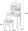 ML-Design Schminktisch Weiß, Frisiertisch mit Hocker, 3 Produktbild-Vorschau 4