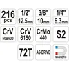 Súprava nožov 1/2" 3/8" 1/4", YT-38841 Náhľad obrázku produktu 4
