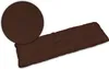 A brown bench cushion is shown on a white background, with a close-up inset of the fabric texture. Produktbild-Vorschau