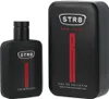 A black bottle of STR8 Red Code Eau De Toilette and its matching black tin packaging are displayed against a white background. Podgląd zdjęcia produktu
