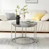 Set de 2 tables basses 'Skagen' en marbre, noir / argenté Voir les images du produit 5