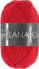 A ball of red yarn with a label wrapped around it. Produktbild-Vorschau