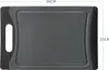 A top-down view of a gray cutting board with black edges and a handle cutout. Produktbild-Vorschau