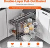A pull-out kitchen cabinet organizer filled with jars and bowls. Podgląd zdjęcia produktu