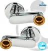 Two chrome S-shaped connectors for wall-mounted faucets, with brass fittings visible at the ends. Produktbild-Vorschau