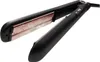 A black hair straightener with rose gold accents, shown open. Náhľad obrázku produktu