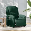 A dark green recliner chair is shown in a well-lit room with natural light casting shadows. Podgląd zdjęcia produktu