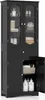 A black freestanding bathroom cabinet with glass doors and a drawer, shown against a white background. Voir les images du produit