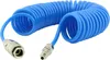 A coiled blue air hose with silver connectors on both ends, isolated on a white background. Anteprima dell’immagine prodotto
