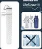 Collage showing a LifeStraw filter and compatible water bottles, with some bottles crossed out. Produktbild-Vorschau