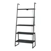 A black ladder shelf with five shelves against a white background. Produktbild-Vorschau