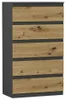 Kommode - Anthrazit / Eiche Artisan - 70 x 40 x 121 cm - Produktbild-Vorschau 1