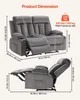 Product dimensions and weight capacity are shown for a loveseat recliner. Podgląd zdjęcia produktu